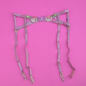 Victoria's Secret Floral Garter Belt - Pink and Purple